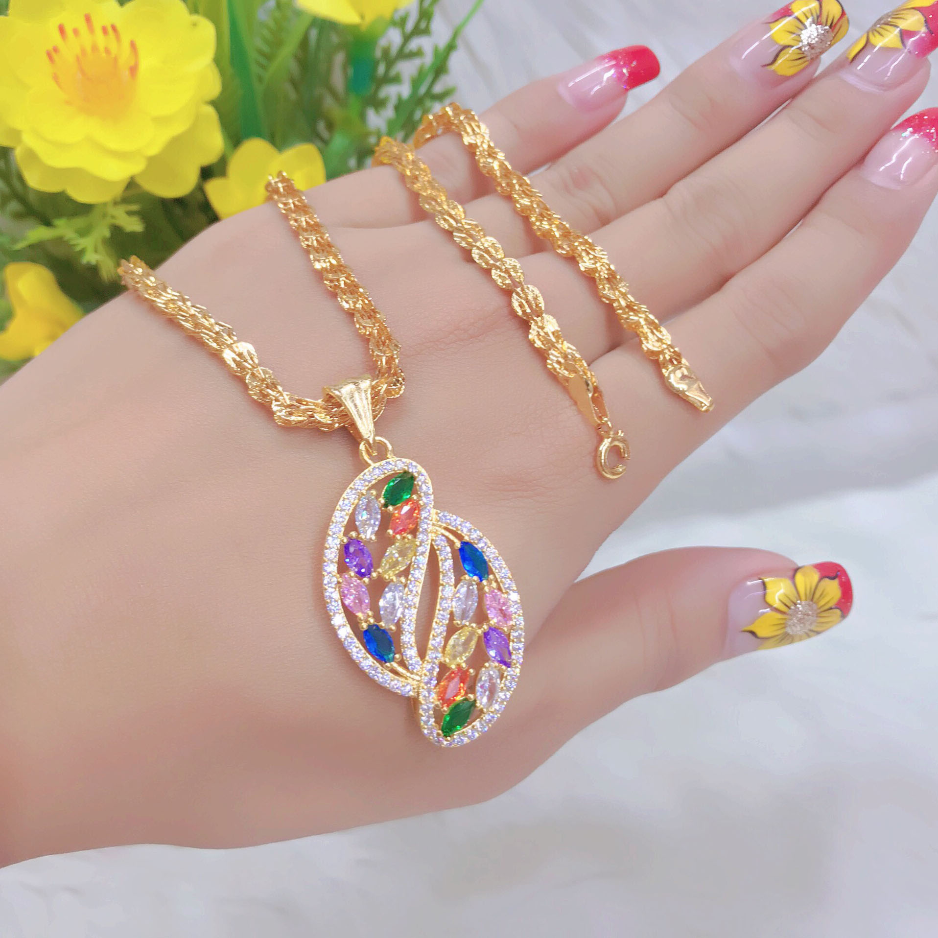 Dây Chuyền Nữ Mạ Vàng 18K Mẫu 104.20.11 Đính Đá - Tặng Kèm Hộp Trang Sức