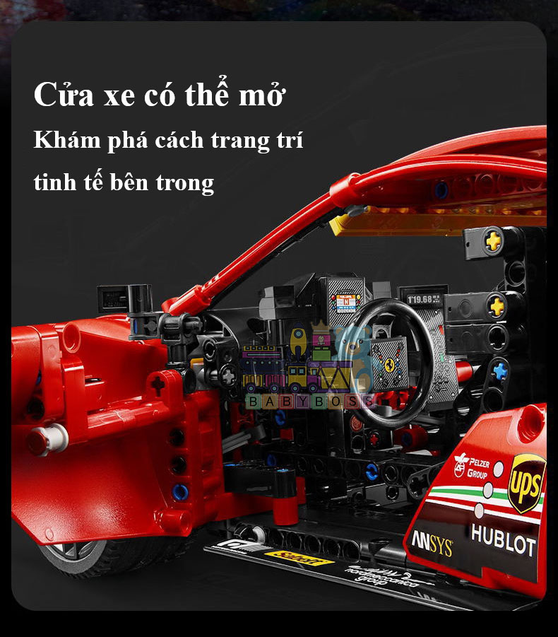 Đồ Chơi Mô Hình Siêu Xe Ferrari 488 GTE , Đồ Chơi Điều Khiển Từ Xa Siêu Xe Ferrari 488 GTE , Đồ Chơi Lắp Ghép Technic Siêu Xe Ferrari 488 GTE Với 1206 PSC