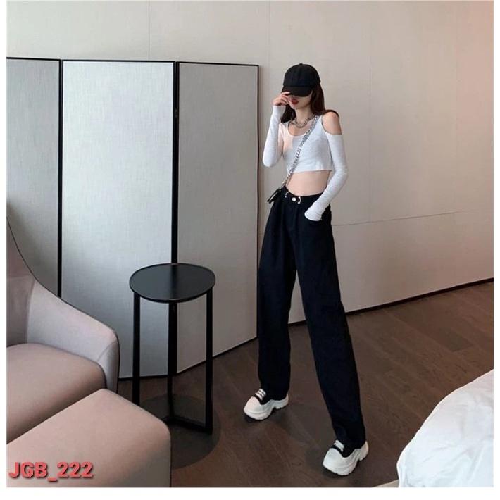 Quần jeans ống rộng gài eo Ulzzang Unisex Kanimi - QJ01