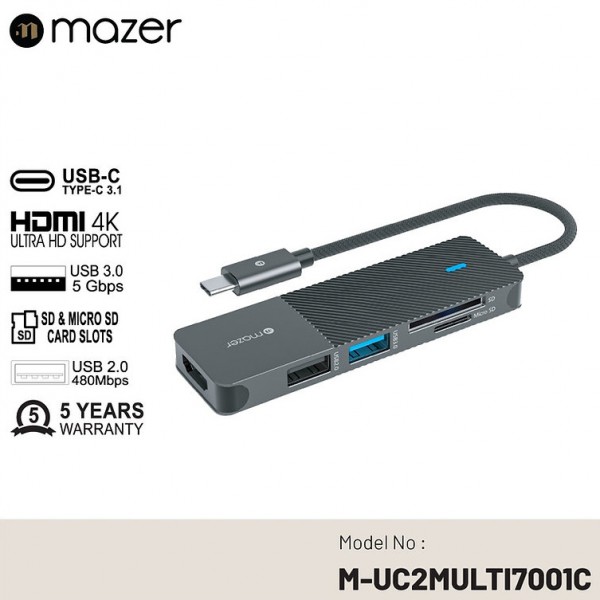 Cổng Chuyển Đổi Mazer Infinite.HUB Pro 6-in-1 USB-C-hàng chính hãng