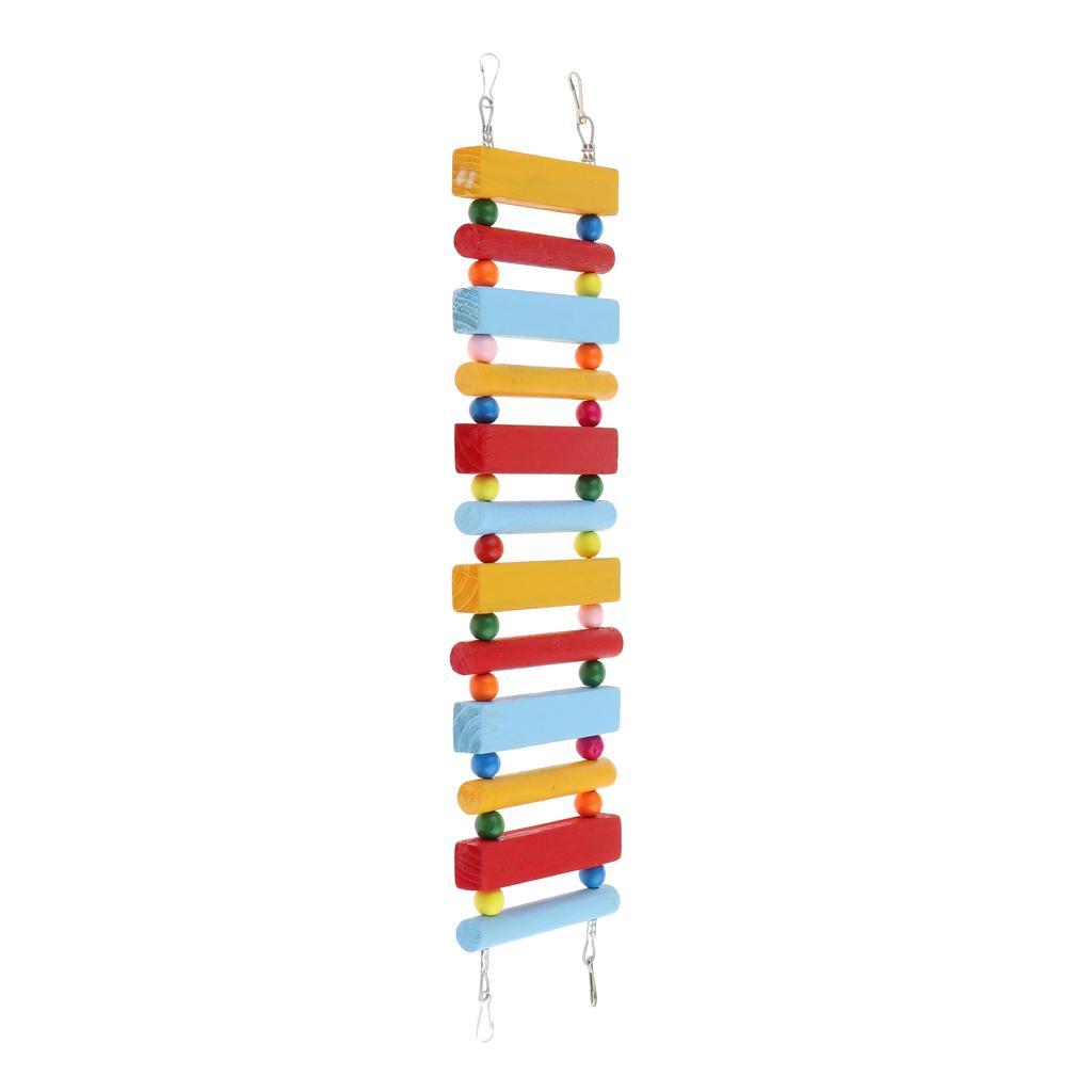 Bird Toys Wood Bird Ladder Step Parrot Ladder Swing Training Bridge Colorful
