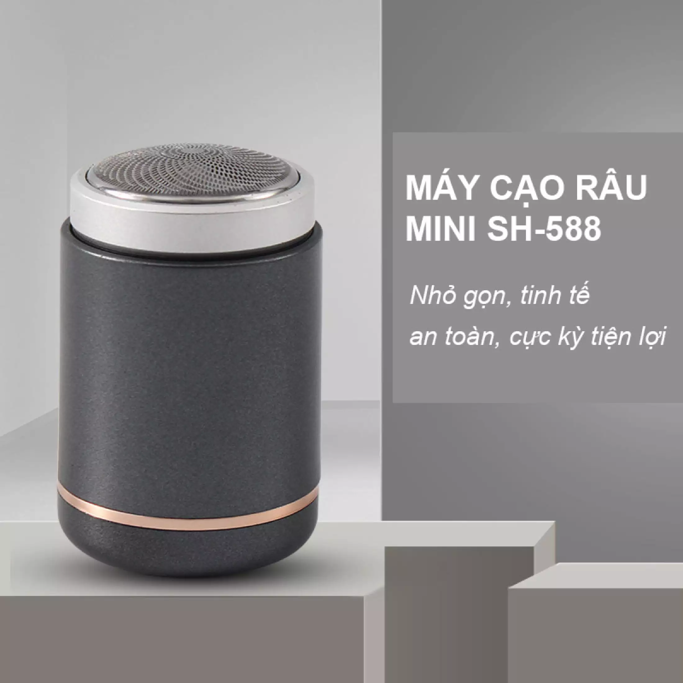 Máy cạo râu mini SH-588 Nhật Bản thế hệ mới - Máy cạo râu bỏ túi, cầm tay nhỏ gọn với 3 lưỡi Trefoil công nghệ Nhật Bản cực bén hiệu quả cao, không trầy xước đau rát - Máy cạo râu nam mini sạc pin tích điện bỏ túi