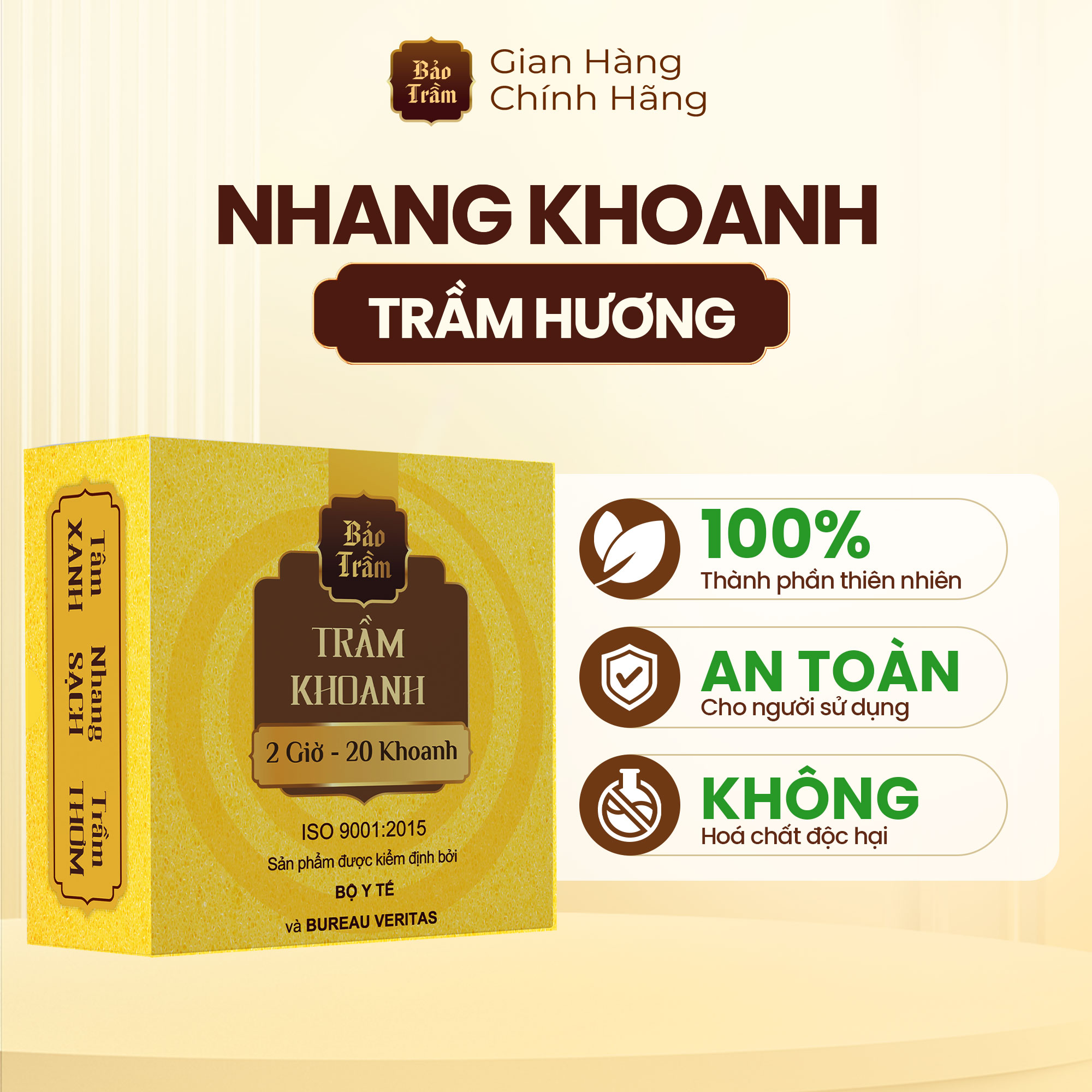 Trầm Khoanh Cao Cấp - Hộp Vàng - 2 Giờ - 20 Khoanh Hương Dịu Nhẹ, Thanh Khiết, An Yên