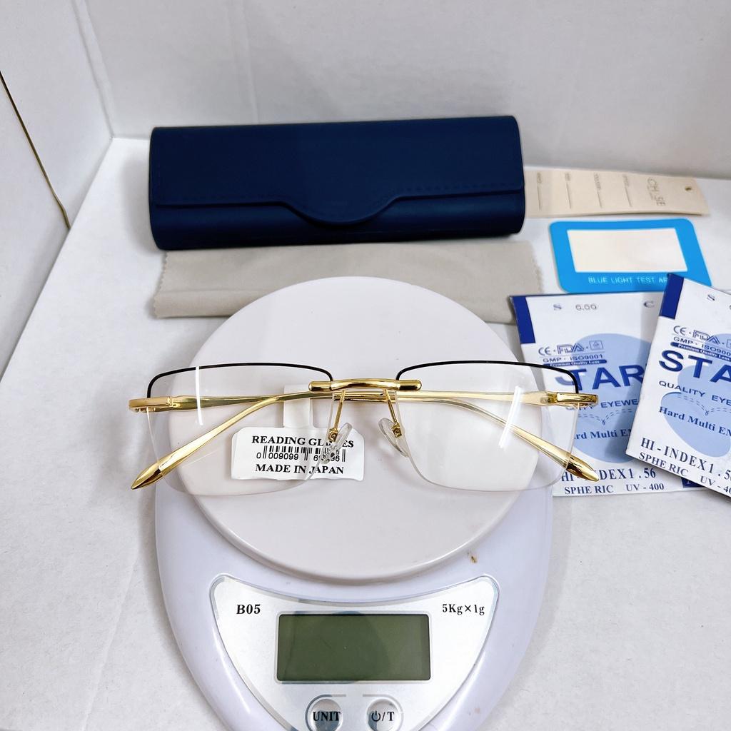 Kính lão thị viễn thị KVT93UNIQUI GOLD Vàng gọng khoan nam tính tròng to sáng rõ