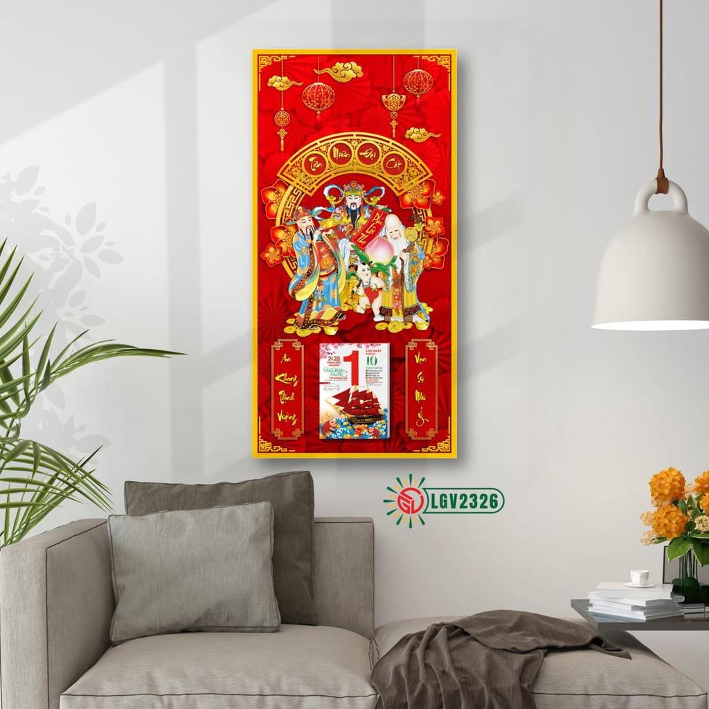 Lịch gỗ treo tường Tam đa Phúc Lộc Thọ - 79cm x 39cm