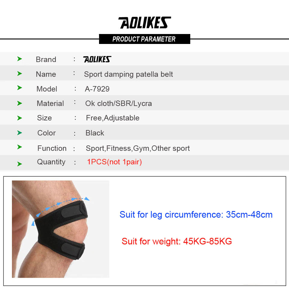 Đai hỗ trợ xương bánh chè đầu gối AOLIKES A-7929 Sport knee protector