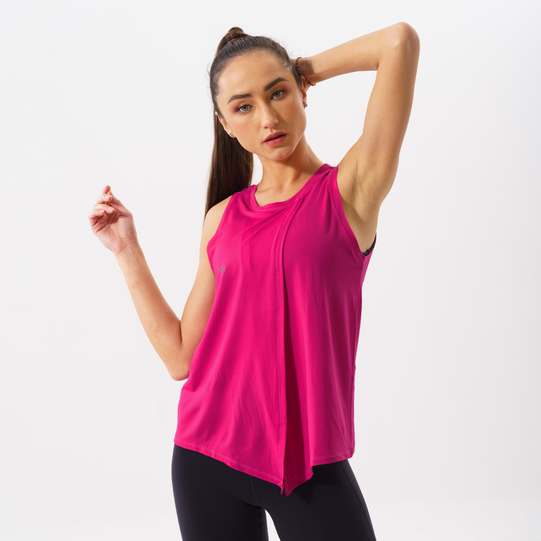 Áo tập Yoga - Gym Tanktop mặc ngoài Xẻ tà cột trước Hibi Sports TA708