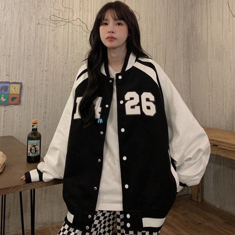 Áo Bomber F426 Da Lộn 2 Lớp Chữ Thêu Sắc Nét Unisex Nam Nữ Form Rộng Thoải Mái