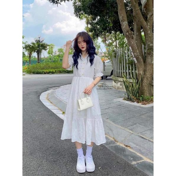 Đầm Maxi trắng tiểu thư ulzzang lolita Quảng Châu
