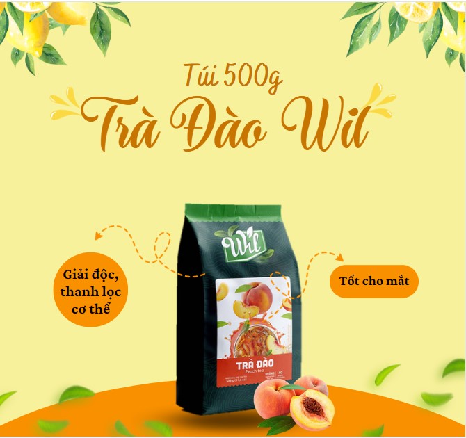 Trà đào Wil hòa tan dùng trong pha chế trà trái cây giải nhiệt túi 500g