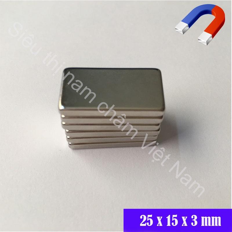 Nam châm trắng hình chữ nhật 25x15x3mm,nam châm lực hút mạnh