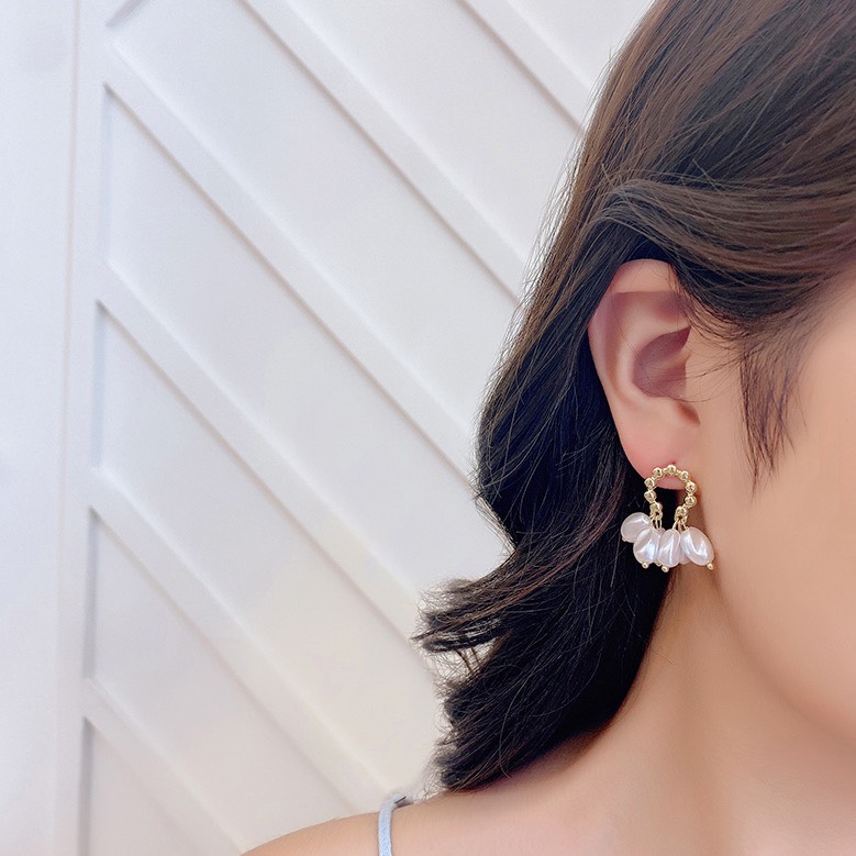 Khuyên Tai Nữ Khuyên Ngọc Chùm Vintage Chuôi Bạc 925