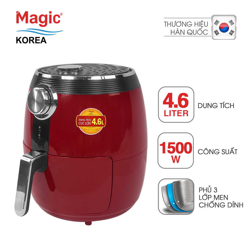 Nồi Chiên Không Dầu Magic A-802 (4.6 Lít) Đỏ- Hàng Chính Hãng