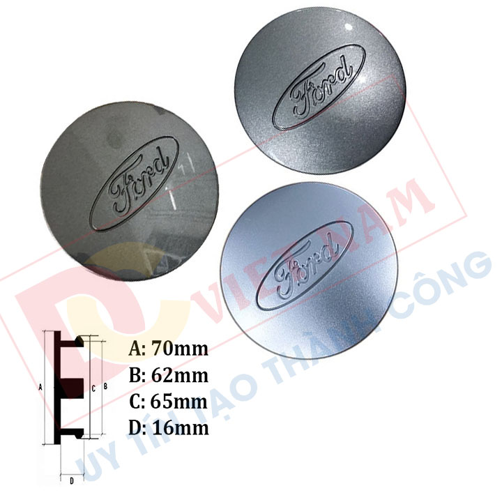 Logo chụp mâm bánh xe ô tô Ford đường kính 70mm