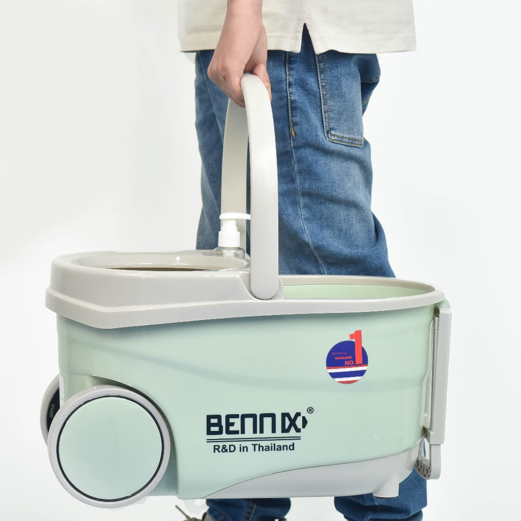 Bộ cây lau nhà cán Inox Bennix Thái Lan BN-888SM xoay 360 có bánh xe lớn