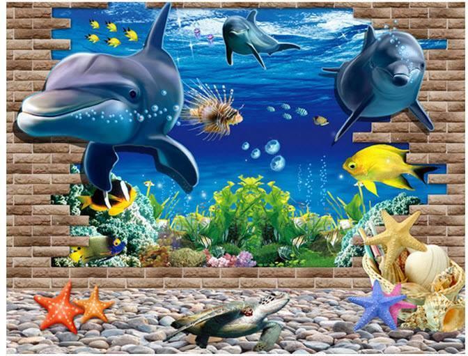 DECAL DÁN TƯỜNG CÁ HEO 3D - HP880
