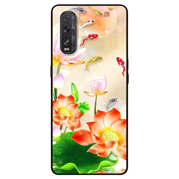 Ốp lưng dành cho Oppo Find X2 mẫu Sen Đỏ Và Koi