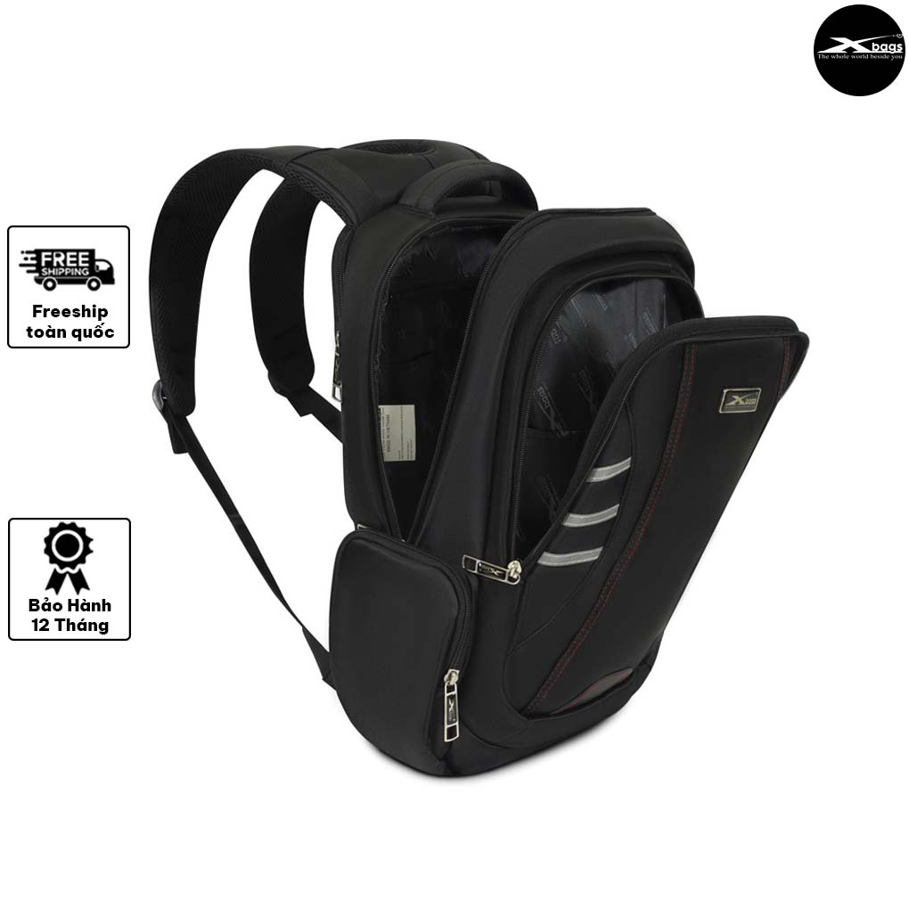 Balo Nam Cao Cấp Xbags DarkEagle XB 2008 – Balo laptop chống thấm, form cứng nam tính, màu đen phối đỏ