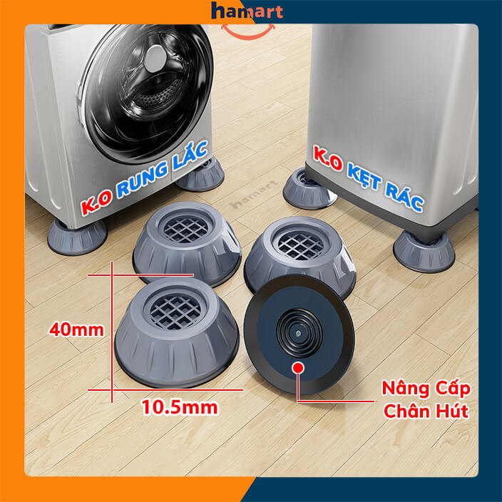 COMBO 4 Đế Chống Rung Máy Giặt Chống Ồn TPU Kê Chân Máy Giặt Tủ Lạnh Nội Thất Chịu Tải Lớn Tiện Lợi