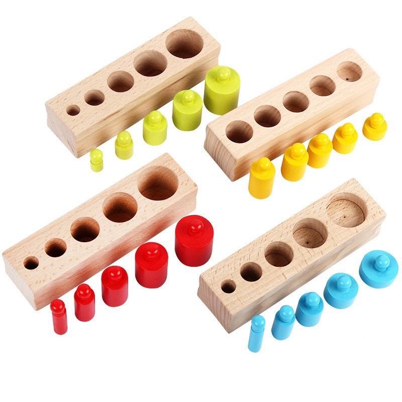 Bộ núm trụ màu - Núm trụ Montessori cho bé