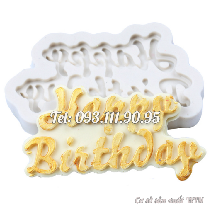 Khuôn silicon làm rau câu, socola Happy Birthday - Mã số 1107