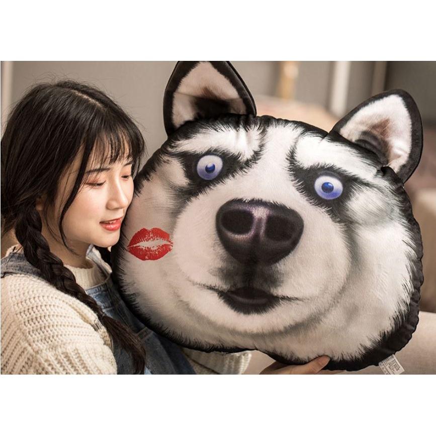 Gối ôm gấu bông chó Husky mặt ngáo - Thú Nhồi Bông - Đồ chơi sang trọng