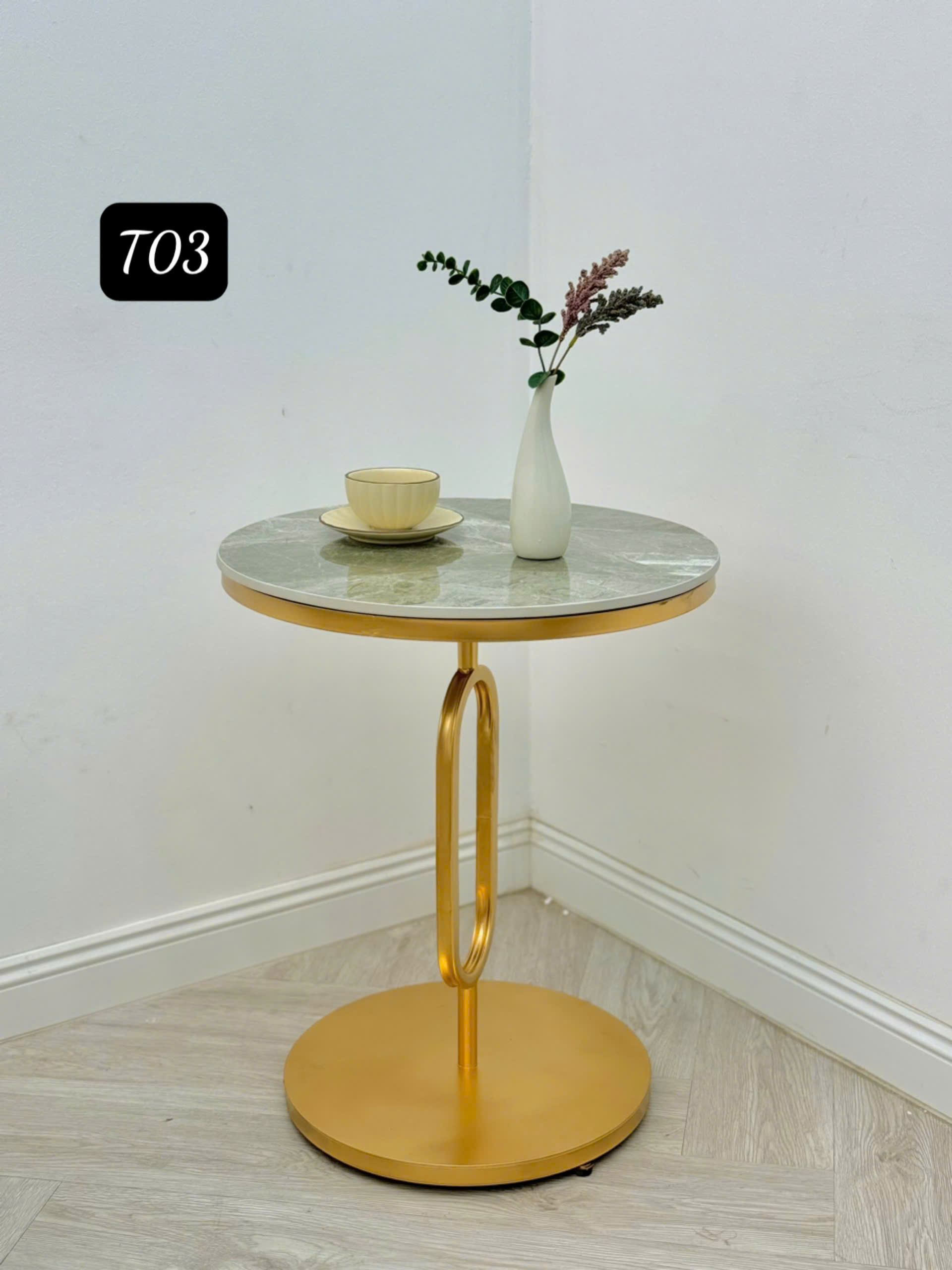 Bàn decor T03-CT Tundo mặt đá sang trọng hiện đại