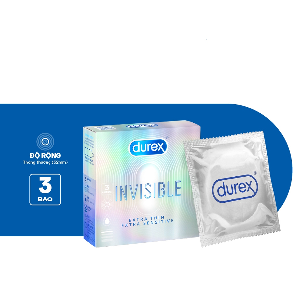 Bao cao su Durex Invisible Extra Thin Extra Sensitive 1 Hộp 3 Bao