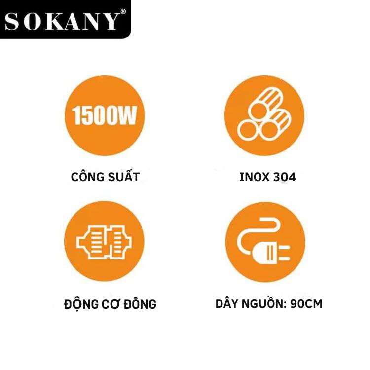 Máy xay cầm tay đa năng SOKANY SK-02020  công suất 1500W, lưỡi dao sắc bén xay nhuyễn mọi loại thực phẩm nhanh chóng và tiện lợi - HÀNG CHÍNH HÃNG - DELIYA