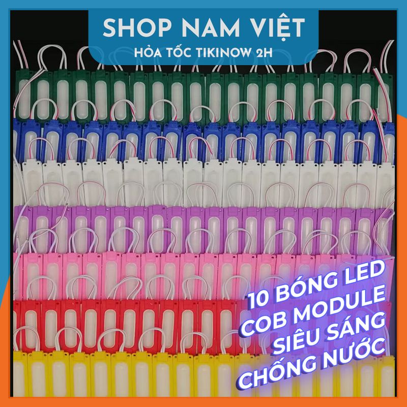 10 Bóng LED Module COB 12/24V Trang Trí Bảng Hiệu Siêu Sáng, Chống Nước