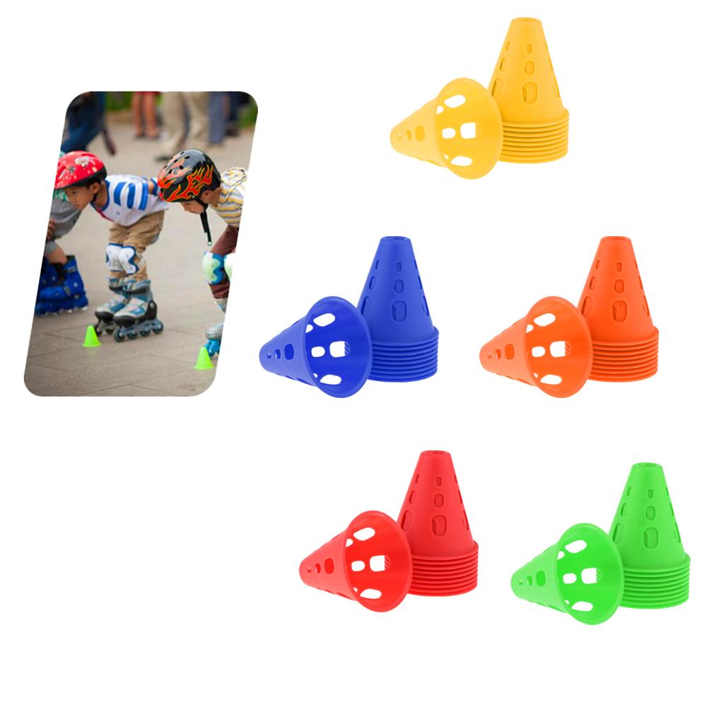 10pcs Plastic Windproof Roadblock Sport Training Traffic Road Cones Yellow