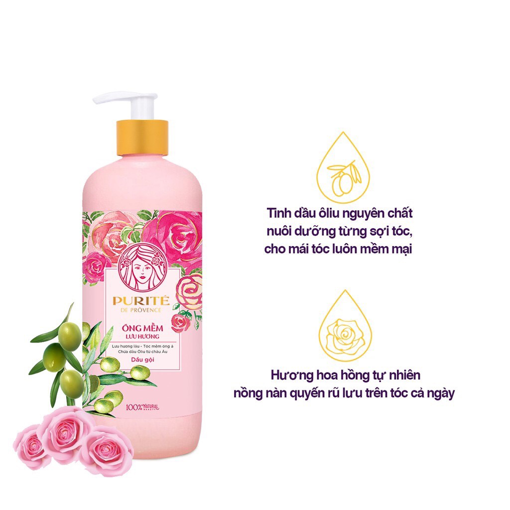 Combo Tắm Gội và Dưỡng da Purite De Provence Hoa Anh Đào và Hoa Hồng