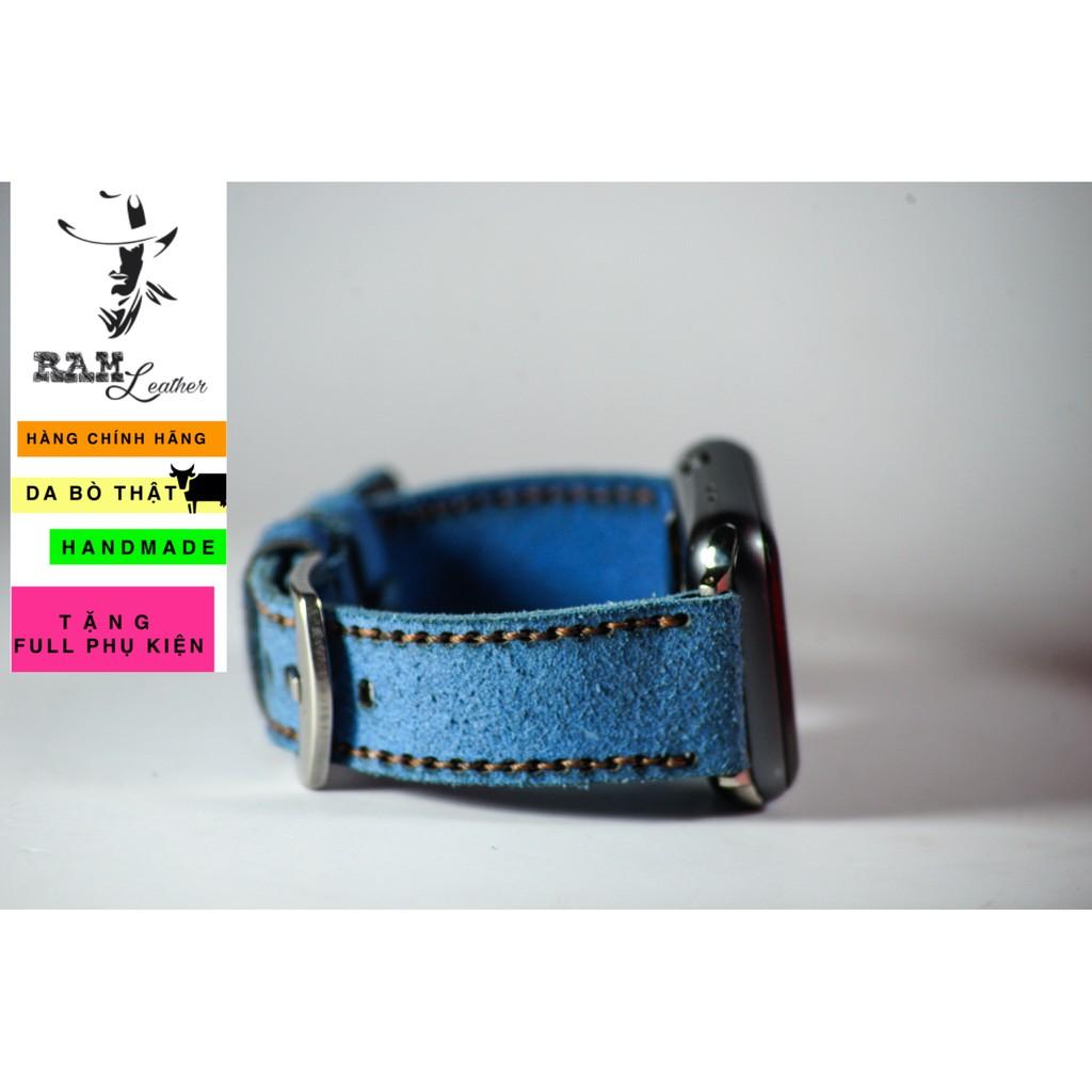 Dây đồng hồ RAM Leather cho apple watch da lộn xanh coban - RAM classic 1963