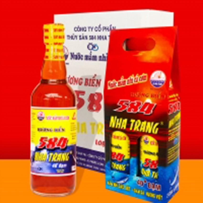 Combo 2 chai Nước mắm Nhỉ Cá cơm 584 Nha Trang, 40 độ đạm, Chai thủy tinh 500ml, Date luôn mới