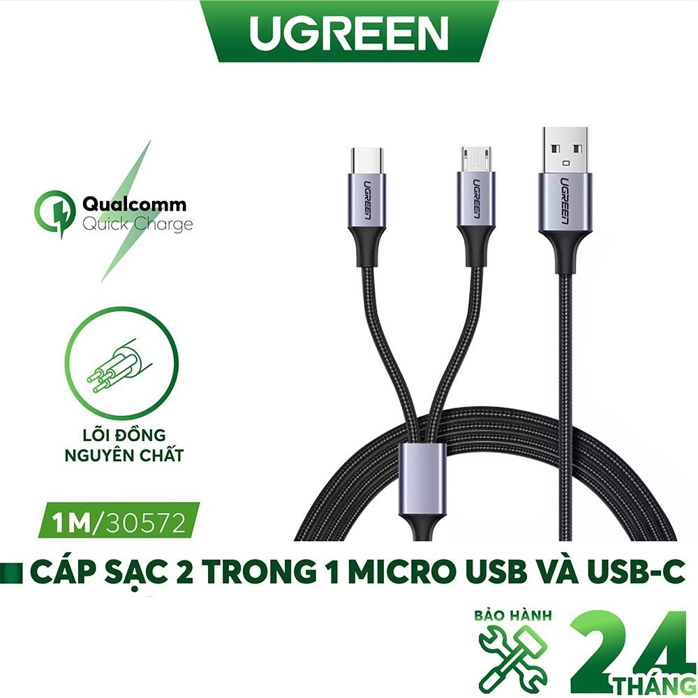 Cáp sạc và truyền dữ liệu, dài 0.5-1.5m UGREEN US197 US196 chức năng 2 in 1 - Hàng Nhập Khẩu