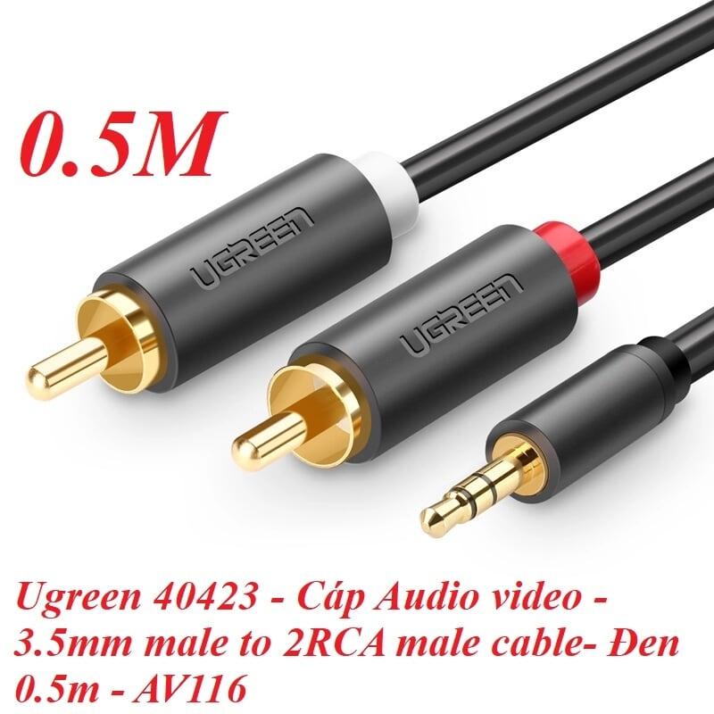 Ugreen UG40423AV116TK 0.5M màu Đen Cáp âm thanh 2 đầu Bông sen sang 3.5mm dương - HÀNG CHÍNH HÃNG