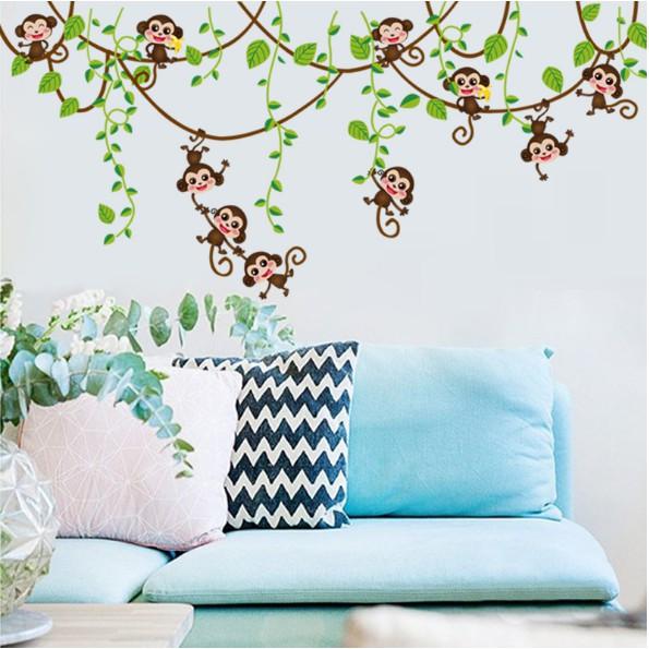 DDecal dán tường trang trí - Dây leo Monkey cho BÉ