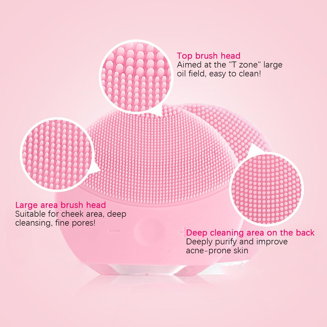 Siêu Sonic Silicone Điện Làm Sạch Da Mặt Bàn Chải Sonic Rửa Mặt Làm Sạch Da Giặt Mini Máy Mát Xa Bàn Chải Sạc