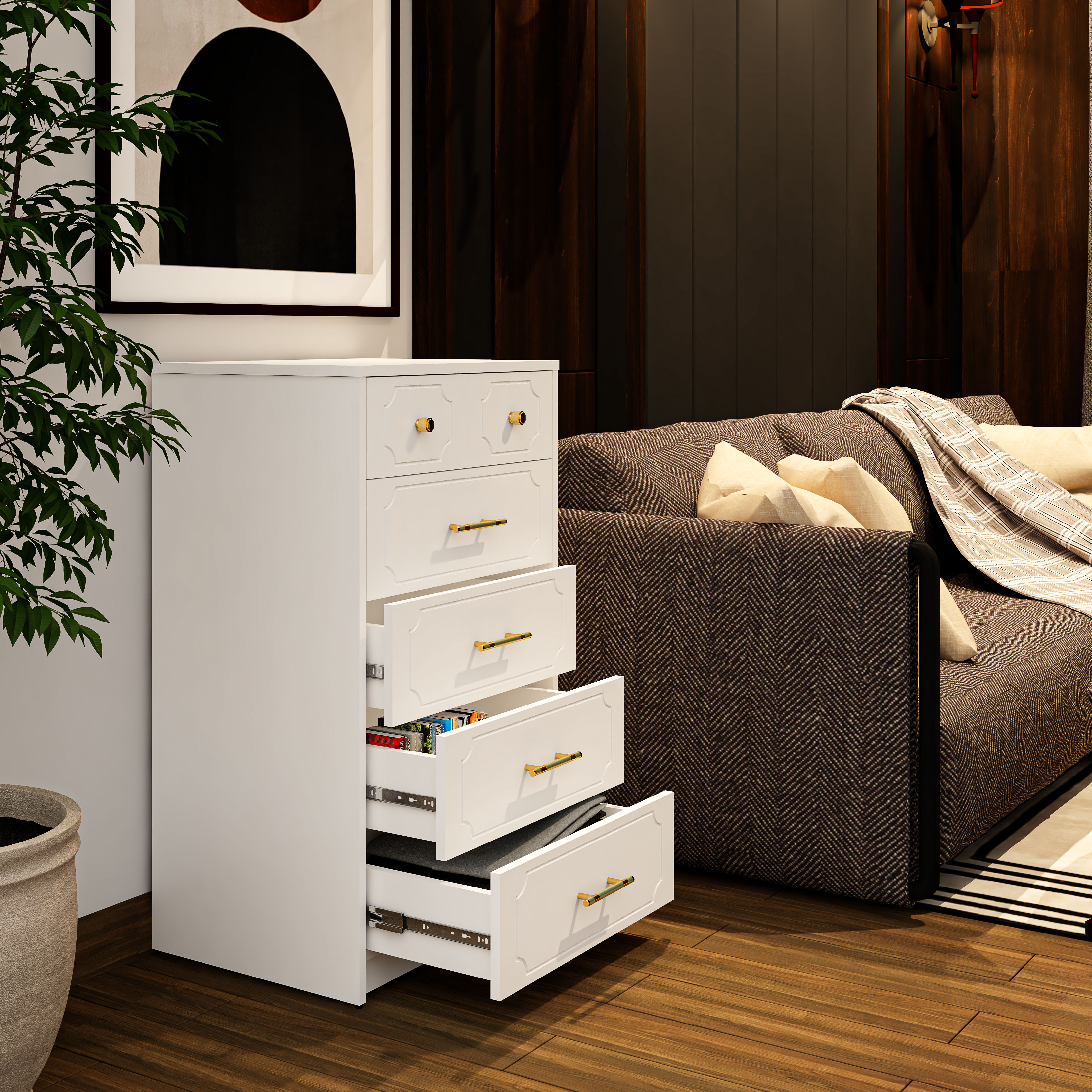 [Happy Home Furniture] NERIS, Tủ lưu trữ 6 ngăn kéo , 60cm x 45cm x 100cm ( DxRxC), THK_136
