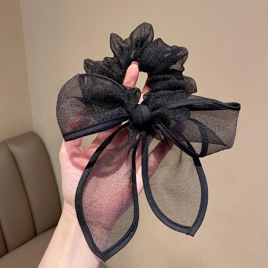 PK774 Bộ sưu tập hoàng gia - Scrunchies, kẹp tóc, nơ buộc tóc tông be, gắn ruy băng và đính đá nhiều lớp sang chảnh