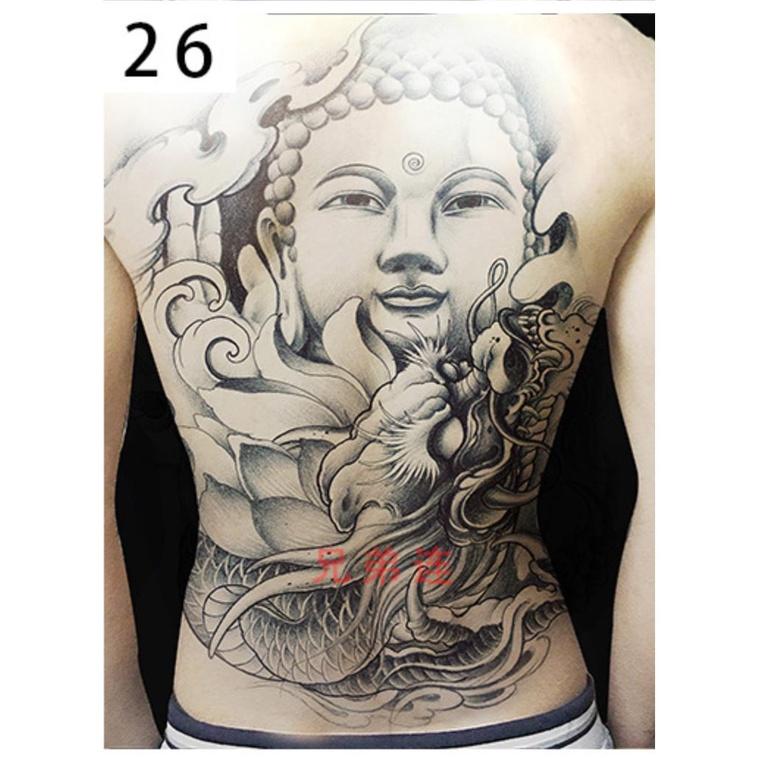 Hình xăm dán kín lưng tattoo full lưng đôi cánh thiên thần 34x48cm