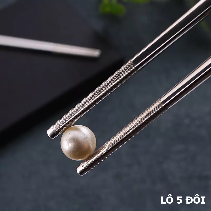 Lô 5 đôi đũa inox 304 chống trượt cao cấp Yeahcook