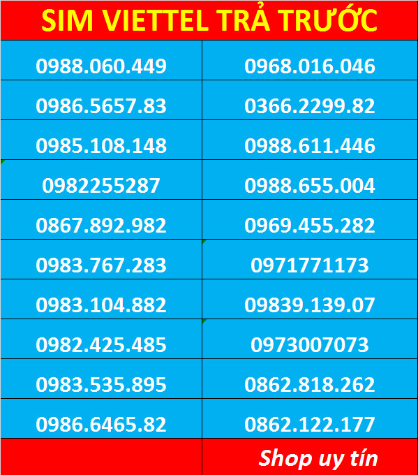 Sim số đẹp Viettel - hàng chính hãng - Đăng kí chính chủ