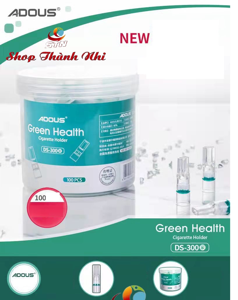 Hộp 100 tẩu thuốc nhựa dẻo ADOUS GREEN HEALTH, Shop Thành Nhi