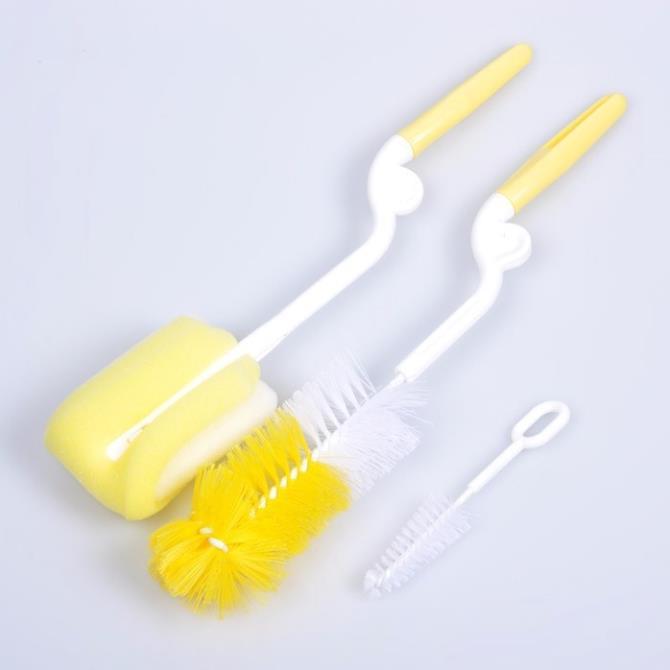 Bộ cọ rửa bình sữa cho bé 4 món Tay cầm xoay 360 độ - Que rửa cốc chén 4 chi tiết