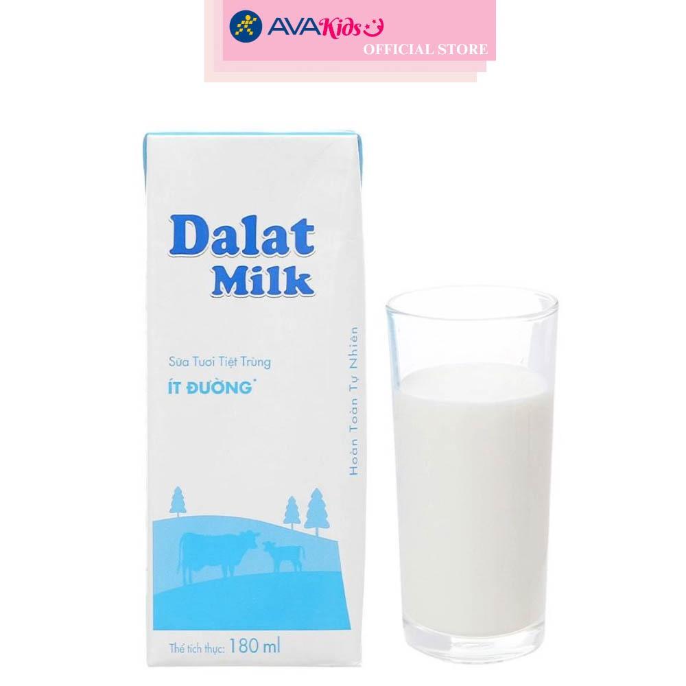 Thùng 48 hộp sữa tươi tiệt trùng Dalat Milk ít đường 180 ml (từ 1 tuổi)