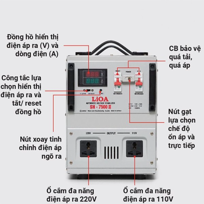 Ổn áp lioa 7.5kva model SH - 7500II