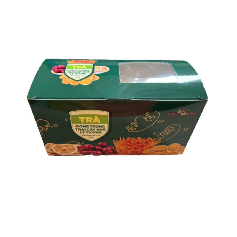 Trà Đông Trùng Trái Cây Khô Lý Tưởng 120g, Hộp Trà Gồm 8 Gói Nhỏ,Sản Phẩm Đạt Chứng Nhận OCOP 3 Sao Của Thành Phố Hà Nội