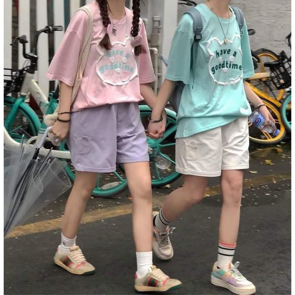 Quần Short nữquần đùi Túi Gấu Unisex Quần Đùi Nữ Gấu Gập thiết kế dáng dài siêu xinh với nhiều màu xinh xắn siêu cute