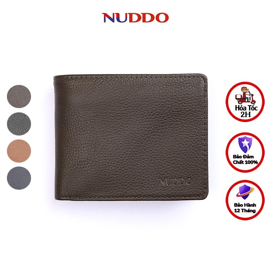Ví da nam cao cấp NUDDO bóp nam da bò thật vân hạt kiểu dáng ngang cao cấp NN006